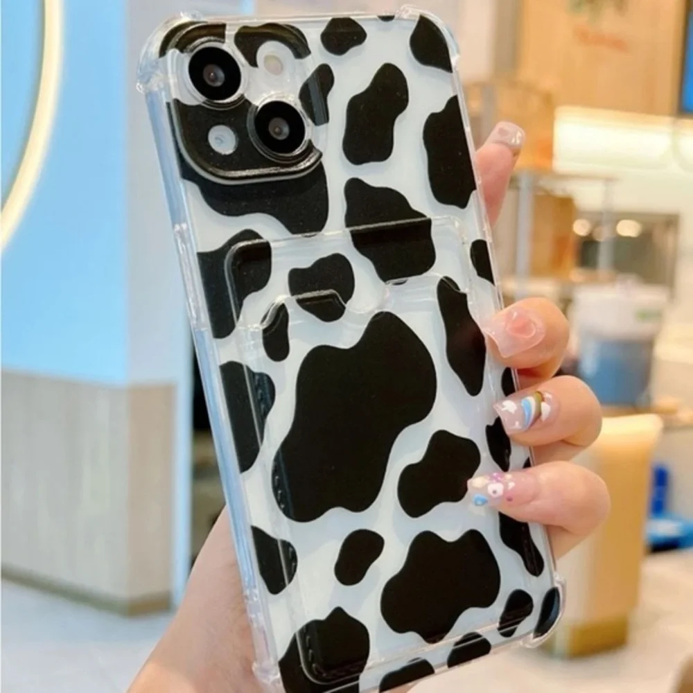 ⚠️Clearance🐮iPhone 14/Pro/Pro Max Cow Print Phone Case With Card Slot - Picture 1 of 4